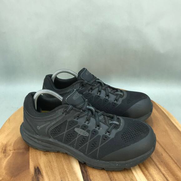 Keen Vista‎ Energy Comp Toe Work Shoes Womens 10 M Black Mesh Lace Up Low Top - Picture 1 of 8